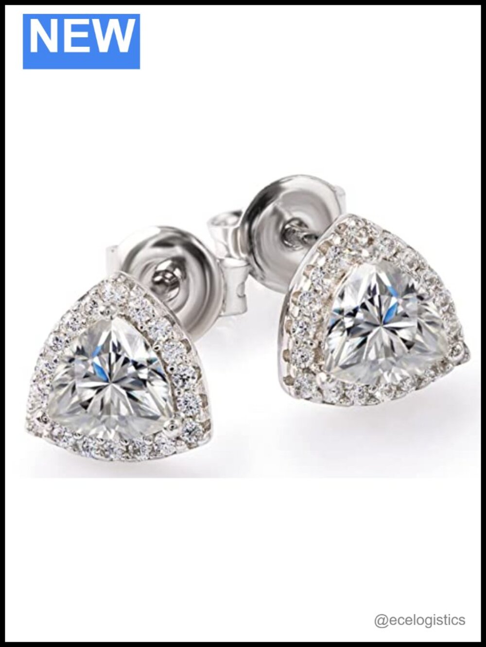 Moissanite Diamond Stud Earrings 925 Sterling Silver 18K White Gold Plated